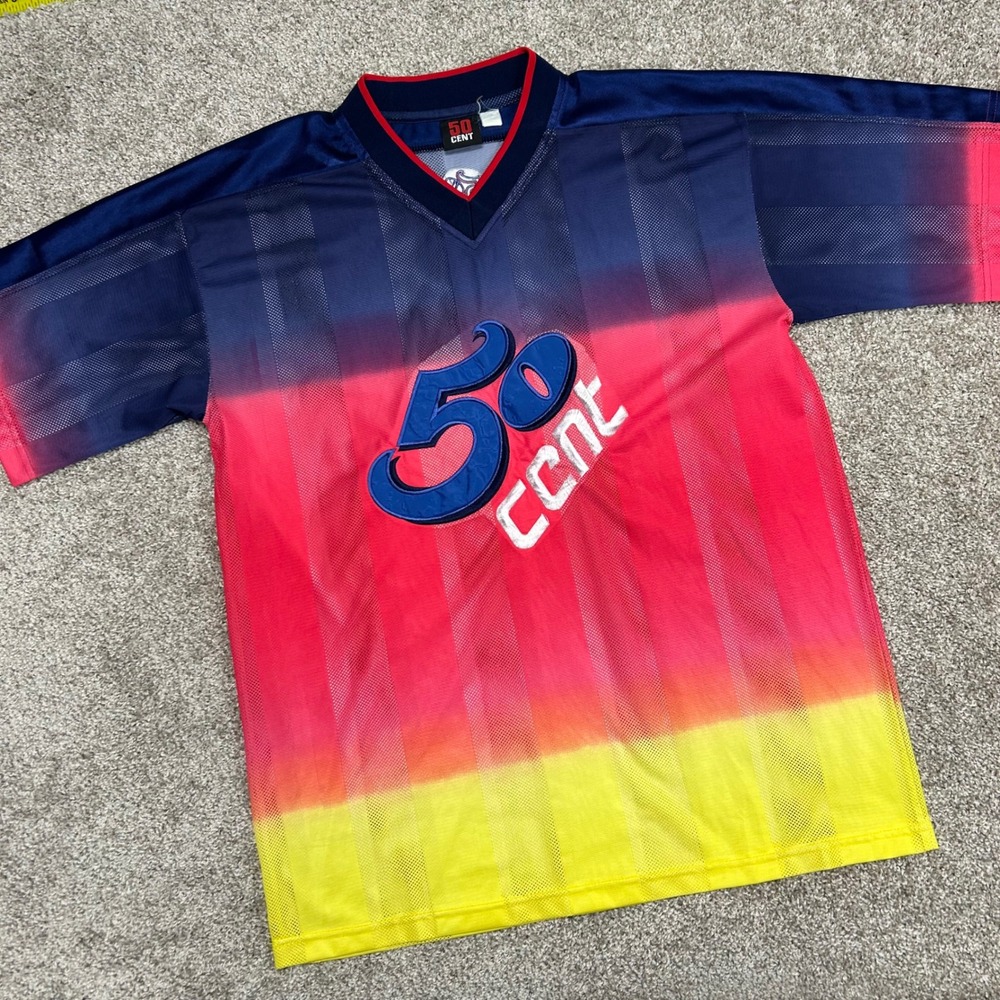 Vintage 50 Cent Jersey Multicolor‎ Hip Hop y2k NO SIZE TAG (Large) Mesh Sewn